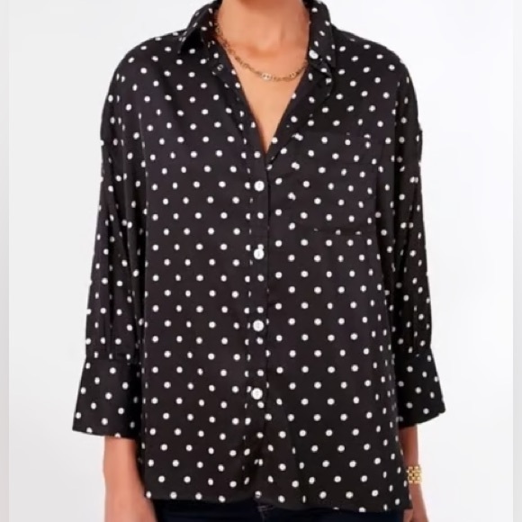Pomander Place Tops - Pomander Tuckernuck Black & White Polka Dot Women's Blouse Top Size XS NWOT